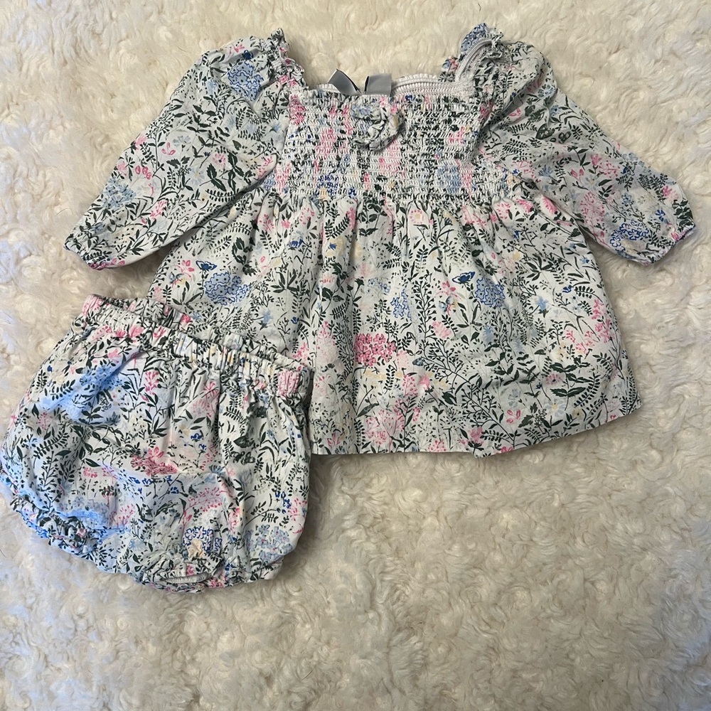 Janie and Jack Floral Dress Set - Pink, Blue, Green